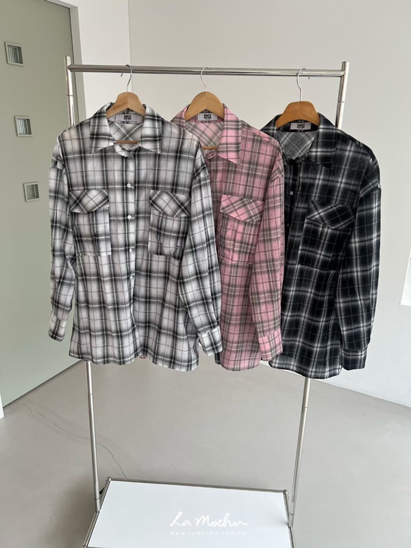 格紋襯衫口袋外套